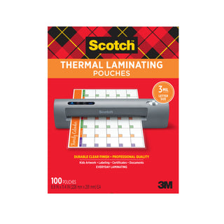 Scotch Thermal Pouches TP3854-100, 8.9 in x 11.4 in (228 mm x 291 mm)