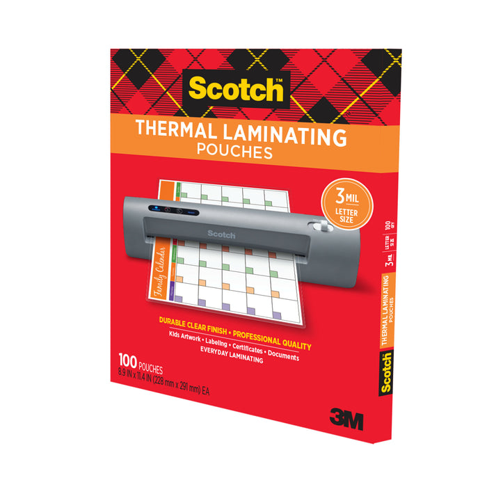 Scotch Thermal Pouches TP3854-100, 8.9 in x 11.4 in (228 mm x 291 mm)