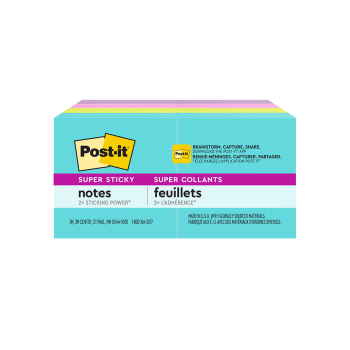 Post-it® Super Sticky Notes 622-8SSMIA, 1 7/8 in x 1 7/8 in (47.6 mm x 47.6 mm)