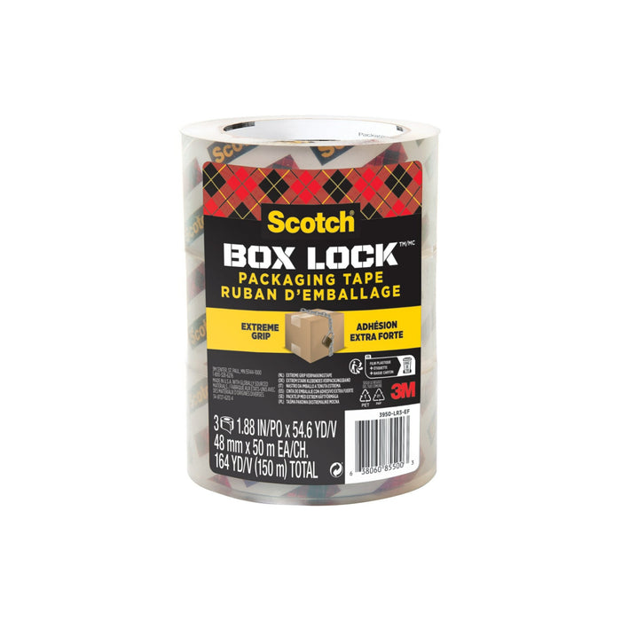 Scotch® Box Lock Packaging Tape 3950-LR3-EF, 1.88 in x 54.6 yd (48 mm x 50 m)