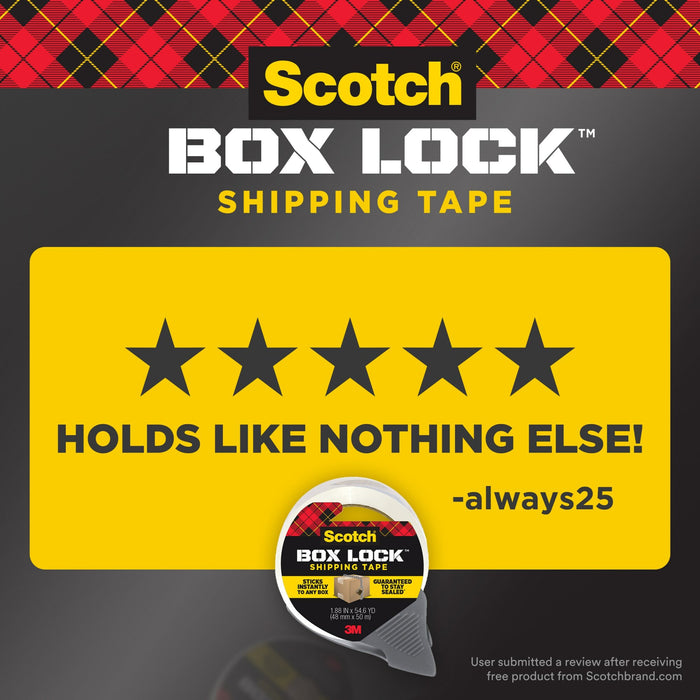 Scotch® Box Lock Packaging Tape 195-6-EF, 1.88 in x 22.2 yd (48 mm x 20.3 m)