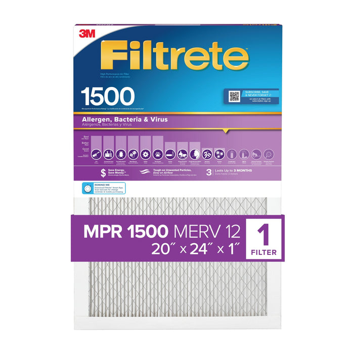 Filtrete High Performance Air Filter 1500 MPR 2026DC-4, 20 in x 24 in x 1 in