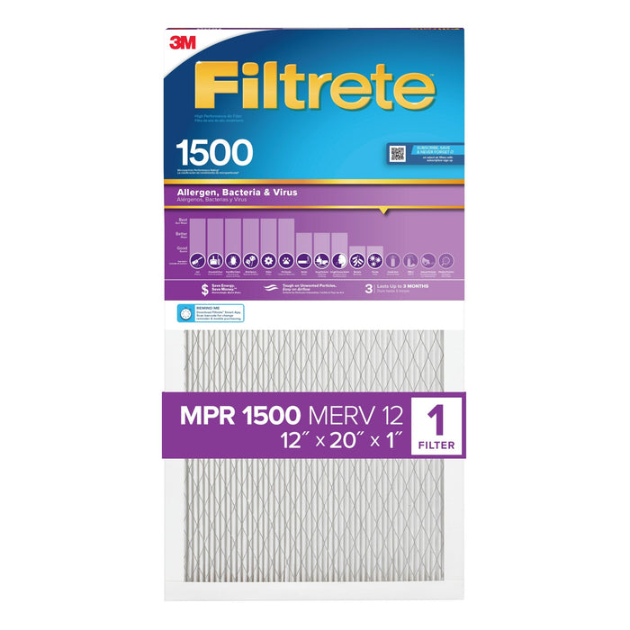 Filtrete High Performance Air Filter 1500 MPR 2019DC-4, 12 in x 20 in x 1 in