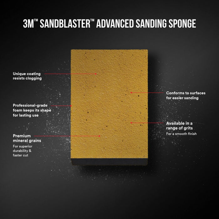 3M SandBlaster Advanced Sanding Sanding Sponge 20909-60, 60 grit