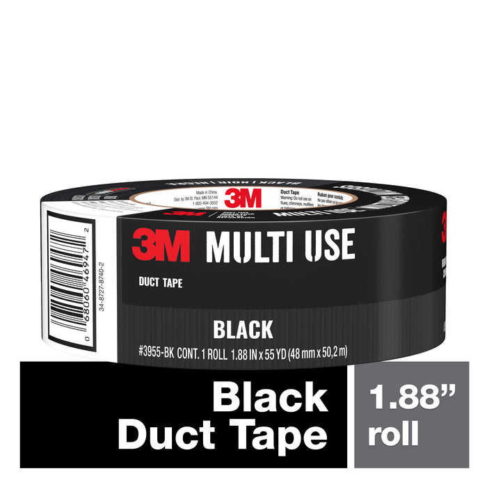 3M Black Duct Tape 3955-BK, 1.88 in x 55 yd (48 mm x 50.2 m)