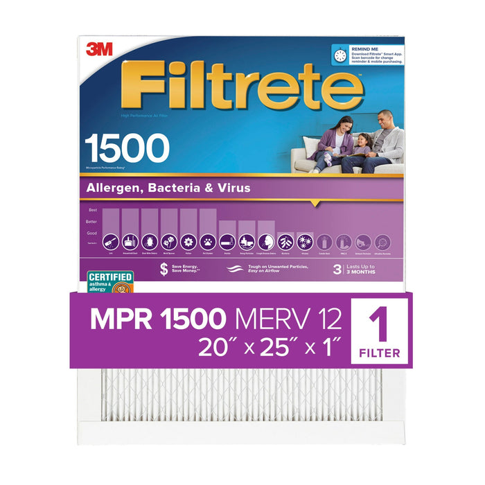 Filtrete High Performance Air Filter 1500 MPR 2003-4-HR, 20 in x 25 in x 1 in