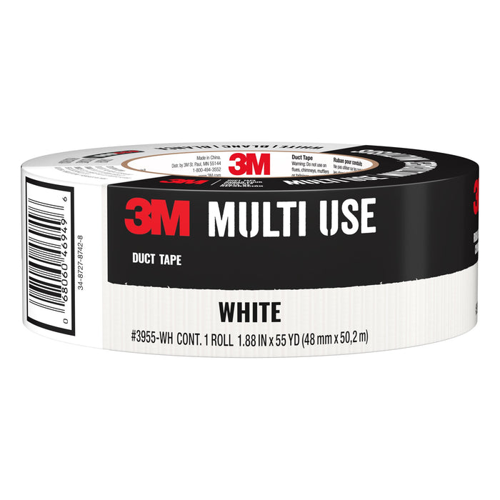 3M White Duct Tape 3955-WH, 1.88 in x 55 yd (48 mm x 50.2 m)
