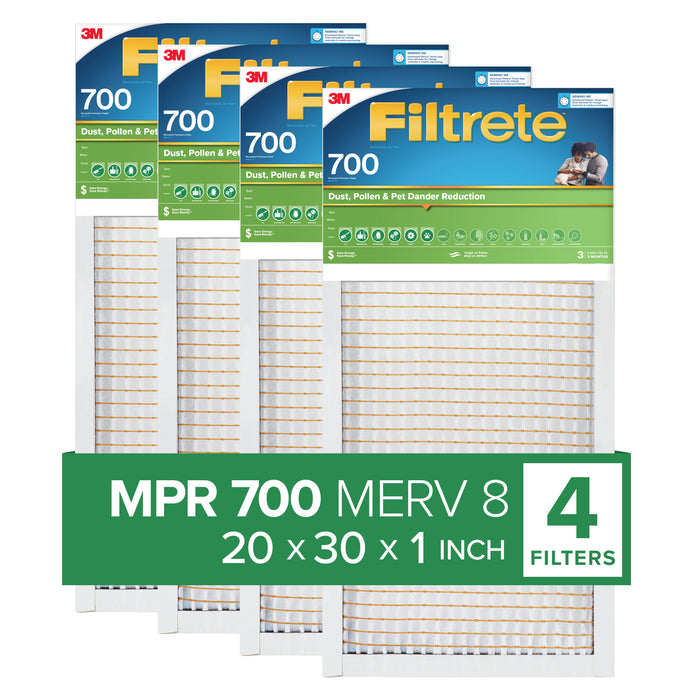 Filtrete Electrostatic Air Filter 700 MPR 722-4PK-1E, 20 in x 30 in x 1 in