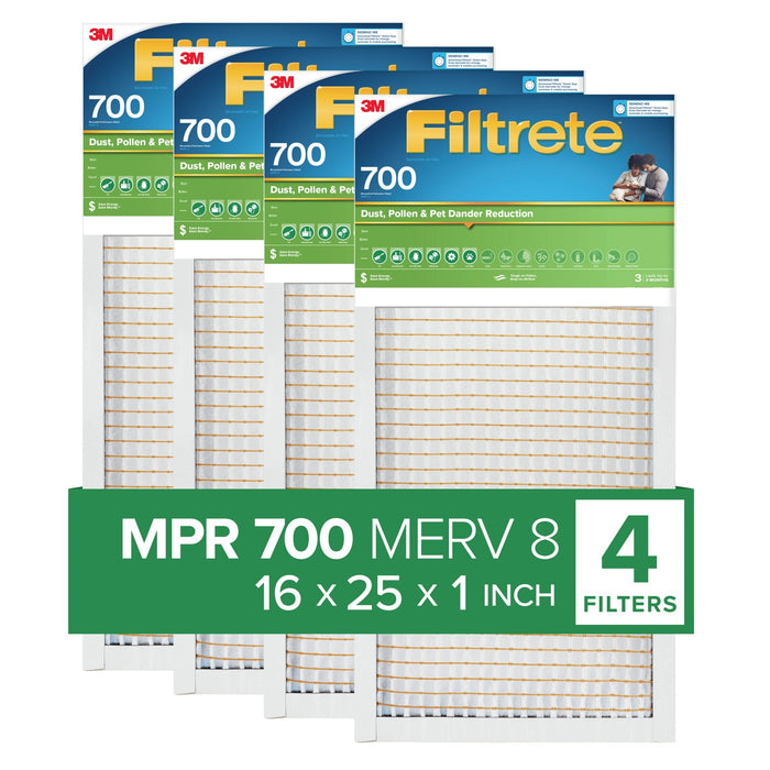 Filtrete Electrostatic Air Filter 700 MPR 701-4PK-1E, 16 in x 25 in x 1 in