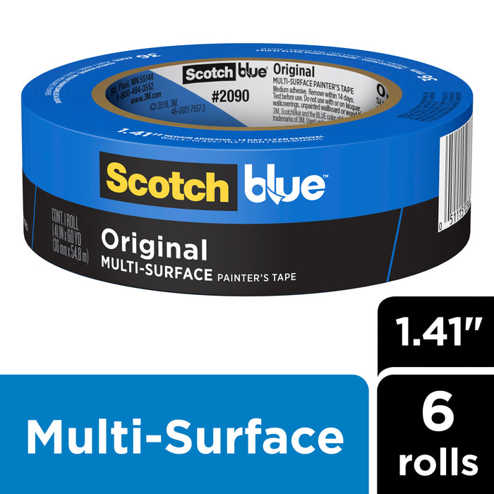 ScotchBlue Original Painter's Tape 2090-36QC6, 1.41 in x 60 yd (36 mm x 54.8 m)