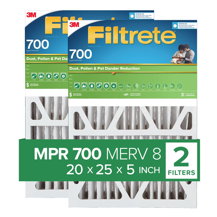 Filtrete Electrostatic Air Filter 700 MPR 703DP5-2PK1E, 20 in x 25 in x 5 in