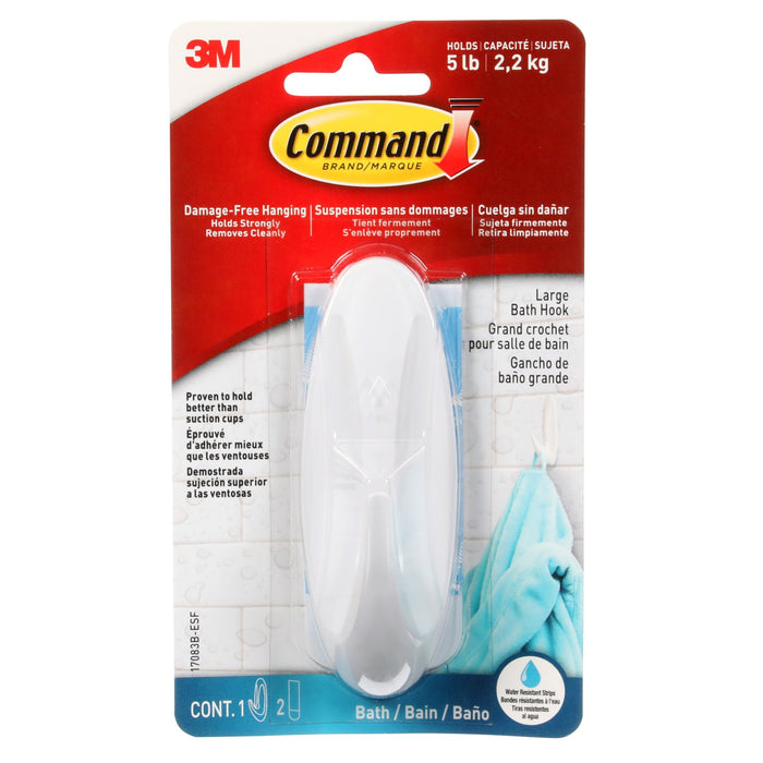 Command Large Designer Hook with Water-Resistant Strips 17083B-ESF