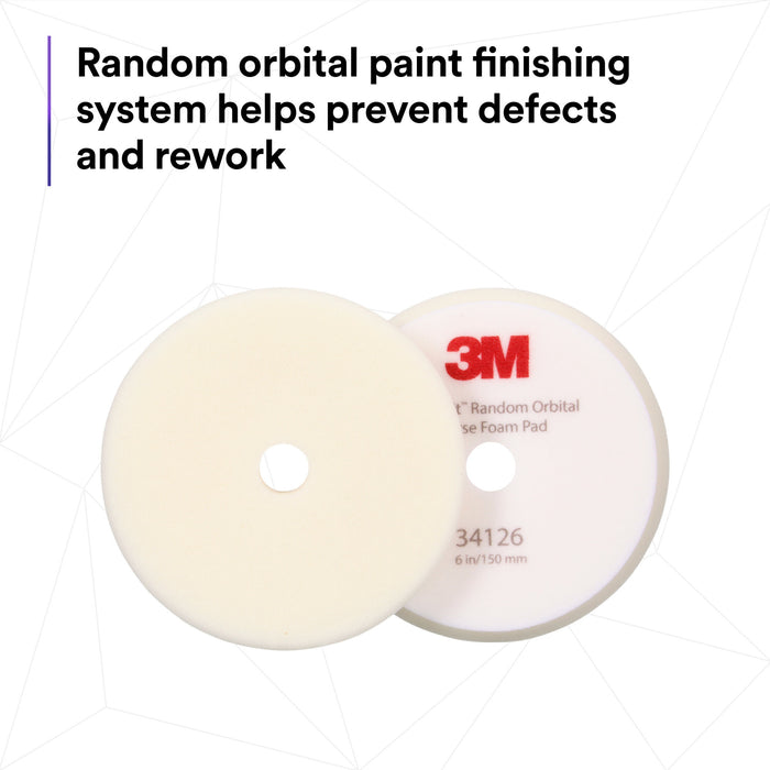 3M Perfect-It Random Orbital Foam Compounding Pad 34126, Coarse,White, 6 in