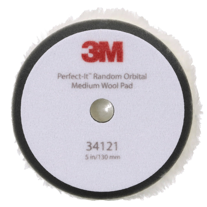 3M Perfect-It Random Orbital Wool Compounding Pad 34121, Medium,White, 5 in