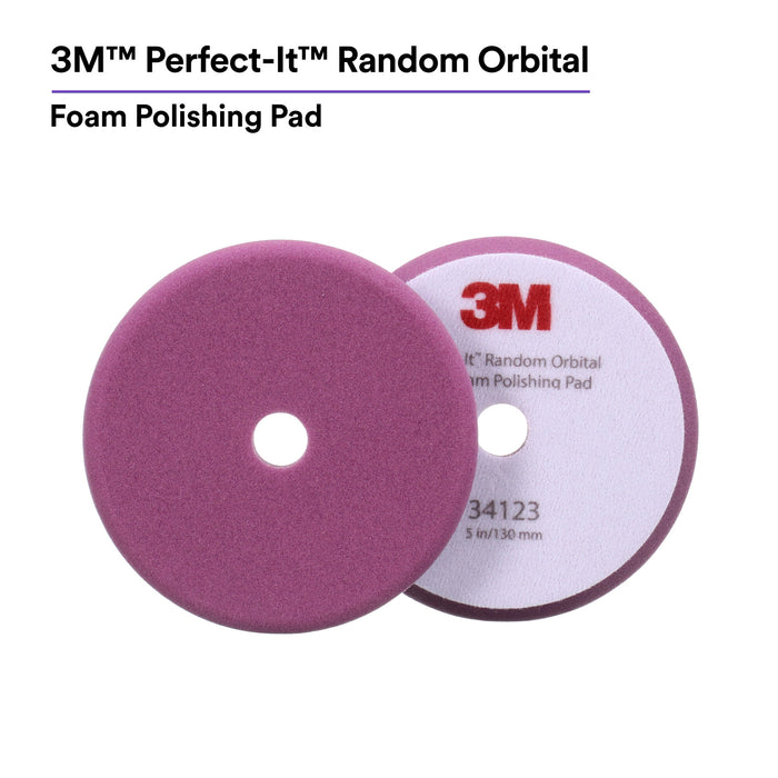 3M Perfect-It Random Orbital Foam Polishing Pad 34123, Fine, Purple, 5in