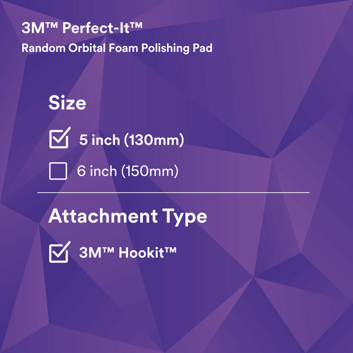 3M Perfect-It Random Orbital Foam Polishing Pad 34123, Fine, Purple, 5in