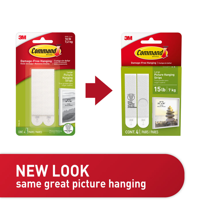 Command 15 Lb White Picture Hanging Strips 17206-ES, 4 Pairs