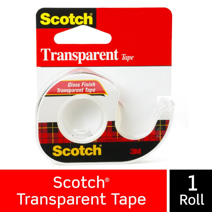 Scotch® Transparent Tape 174, 1/2 in x 1000 in (12.7 mm x 25.4 m)