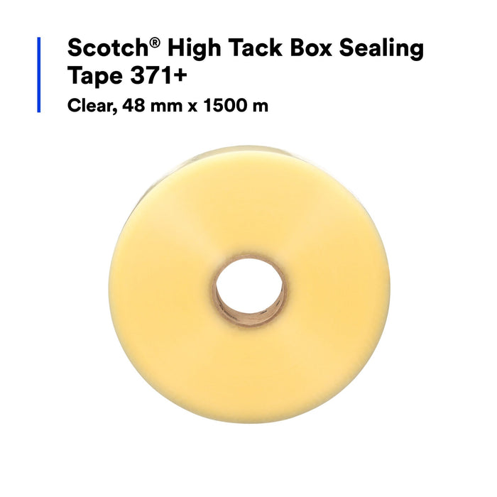 Scotch® High Tack Box Sealing Tape 371+, Clear, 48 mm x 1500 m