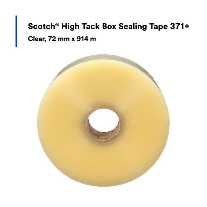 Scotch® High Tack Box Sealing Tape 371+, Clear, 72 mm x 914 m