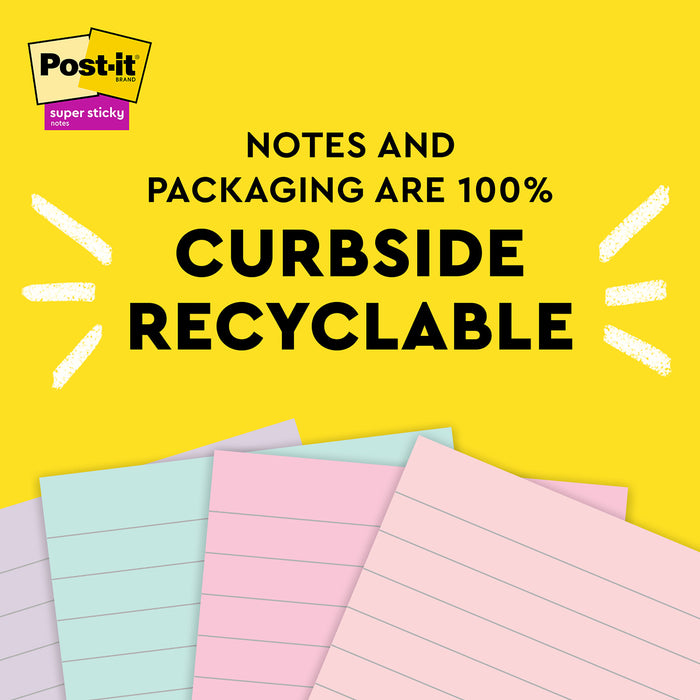 Post-it® Super Sticky Recycled Notes 675R-3SSNRP, 4 in x 4 in (101 mm x 101 mm)