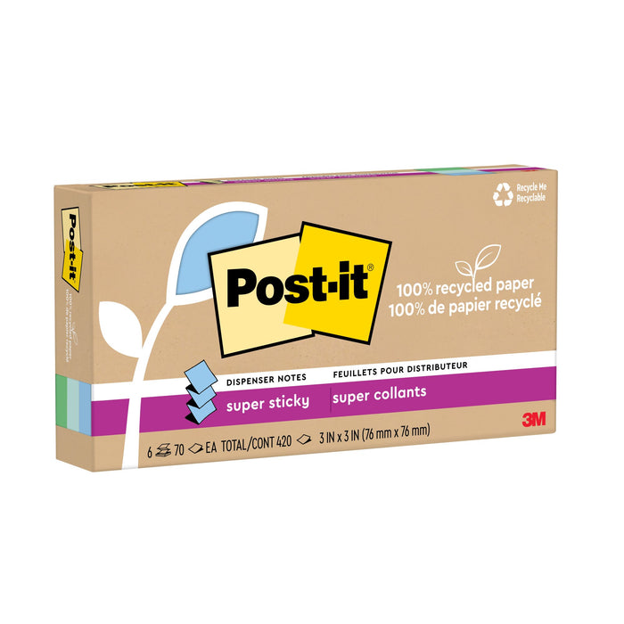 Post-it® Super Sticky Recycled Pop-up Notes R330R-6SST, 3 in x 3 in