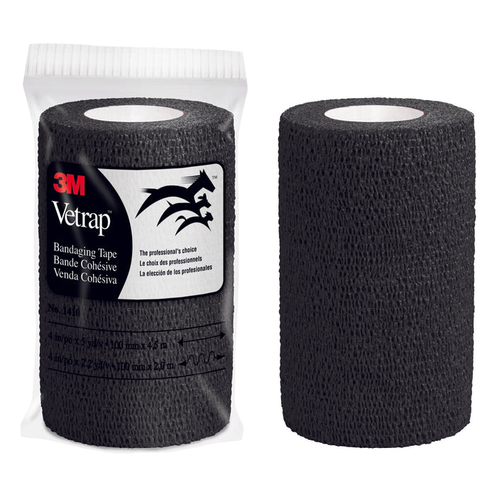 3M Vetrap Bandaging Tape 1410BK-18, Black, 4 inch (10 cm)