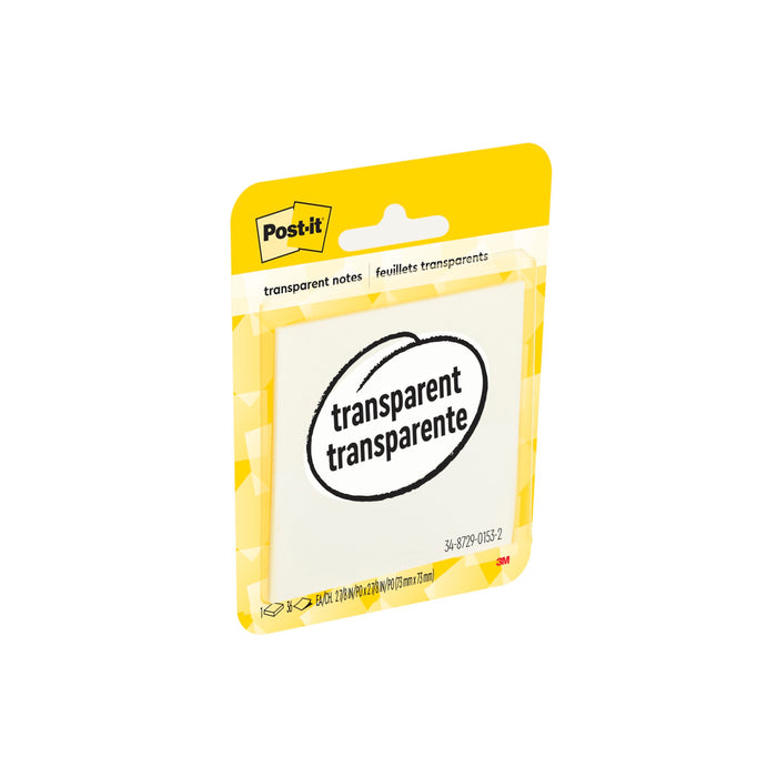 Post-it® Transparent Note 600-TRSPT-WM, 2-7/8 in x 2-7/8 in (73 mm x 73 mm)