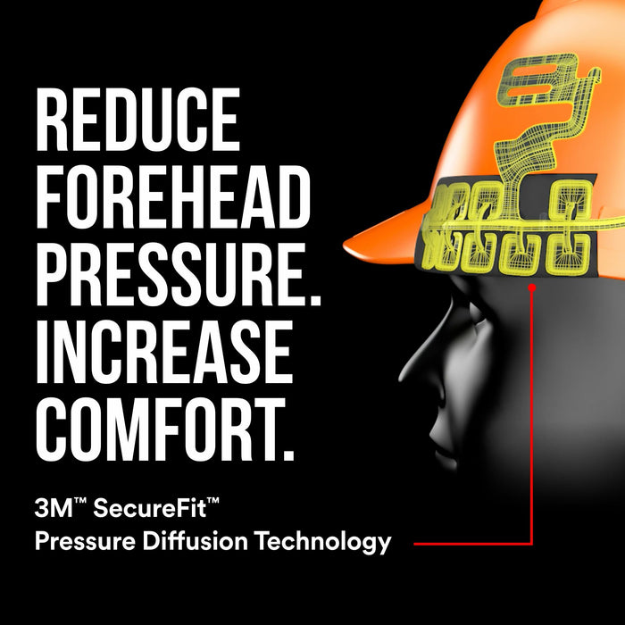 3M SecureFit Full Brim Hard Hat CHH-FB-R-O6-SL, with Ratchet Adjustment, Hi-Vis
