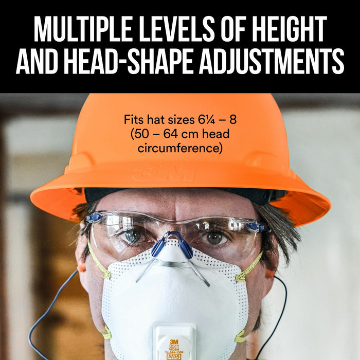 3M SecureFit Full Brim Hard Hat CHH-FB-R-O6-SL, with Ratchet Adjustment, Hi-Vis