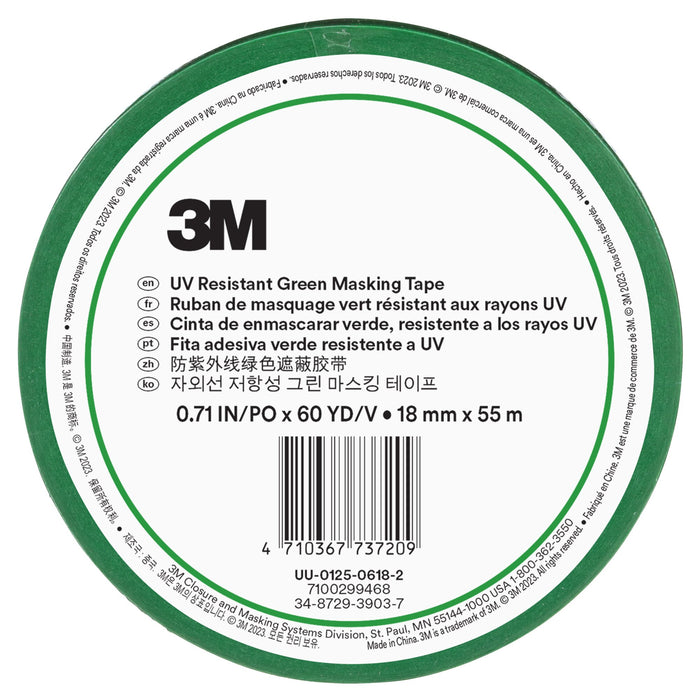 3M UV Resistant Green Masking Tape, 18 mm x 55 m