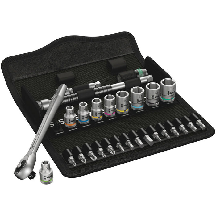 Wera 8100 SA 7 Zyklop Metal Ratchet Set with push-through square, 1/4" drive, metric, 28 pieces