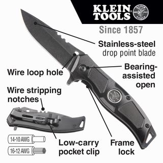 Klein Tools 44228R Electrician's Bearing-Assisted Open Pocket Knife