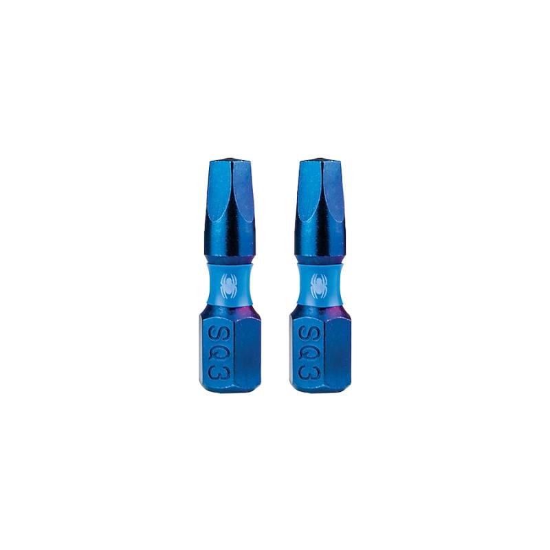 Spyder 19038 Mach-Blue SQ3 1/4-in x 1-in Square Impact Driver Bit 2 Pi ...