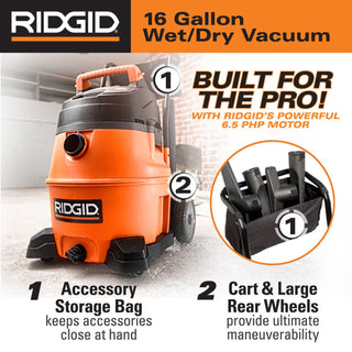 Ridgid 31698 Wet/Dry Vacuum - Ridgid WD1851EX 16 Gallon High Performance Portable Vac
