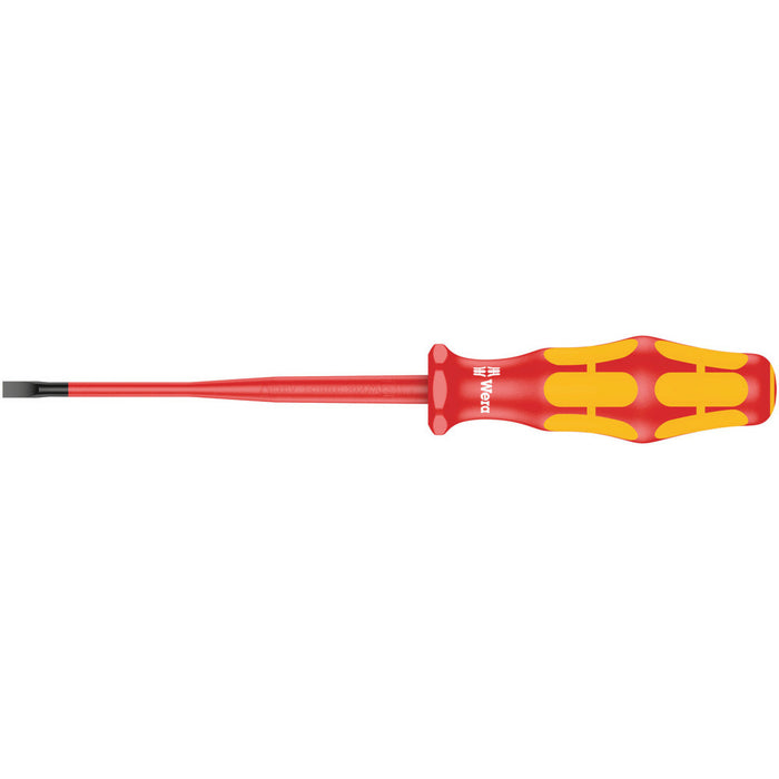 Wera 160 iSS VDE Insulated screwdriver with reduced blade and handle diameter for slotted screws, 0.8 x 4 x 100 mm