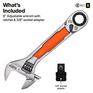 Klein Tools 5076RT KNECT 6-Inch Adjustable Wrench with Pass-Through Ratchet