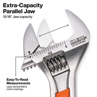 Klein Tools 5076RT KNECT 6-Inch Adjustable Wrench with Pass-Through Ratchet