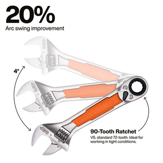 Klein Tools 5076RTK KNECT 6-Inch Adjustable Wrench with Pass-Through Ratchet Set, 10-Piece