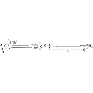 Stahlwille 40171919 17F Combination Ratcheting Wrenchs Size 19 mm