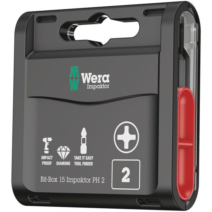 Wera Bit-Box 15 Impaktor PH, PH 2 x 25 mm, 15 pieces
