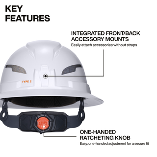 Klein Tools 60930T2 Class E Type-2 Hard Hat, Non-Vented Full Brim Style with Strap, High Visibility Orange