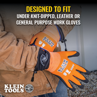 Klein Tools 60795 Rechargeable Heated Work Glove Liners with Knit Dipped Gloves, Large
