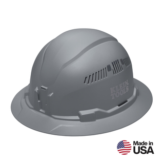 Klein Tools 60864BR Hard Hat, Vented, Full Brim Style, Gray