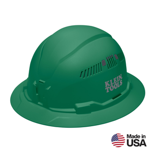 Klein Tools 60941 Hard Hat, Vented, Full Brim Style, Green