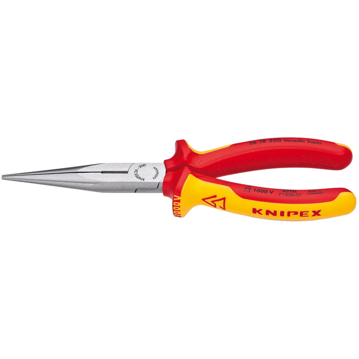Knipex 26 18 200 US 8" Long Nose Pliers with Cutter-1000V Insulated