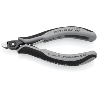 Knipex 79 22 120 ESD 4 3/4" Electronics Diagonal Cutters-ESD Handles