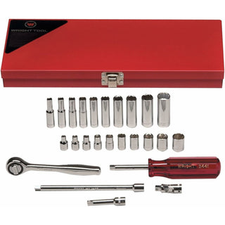 Wright Tool 223 1/4 Drive 25 Piece 6 Point Standard & Deep Socket Set