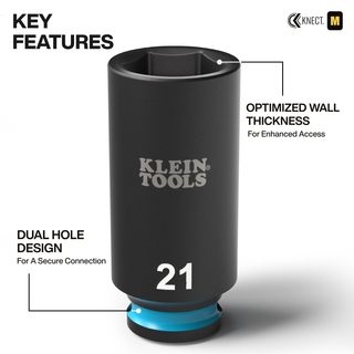Klein Tools 65109IMPCTM KNECT Deep-Well 3/8" Drive Impact Socket Set, Metric, 9 Pc.