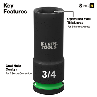 Klein Tools 65123HD KNECT 1/2" Deep-Well Impact Socket Set, SAE / Metric, 28 Pc.